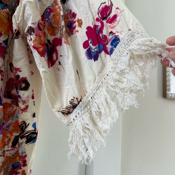 Umgee Floral Fringe Multicolor Kimono Sz M - Picture 6 of 8
